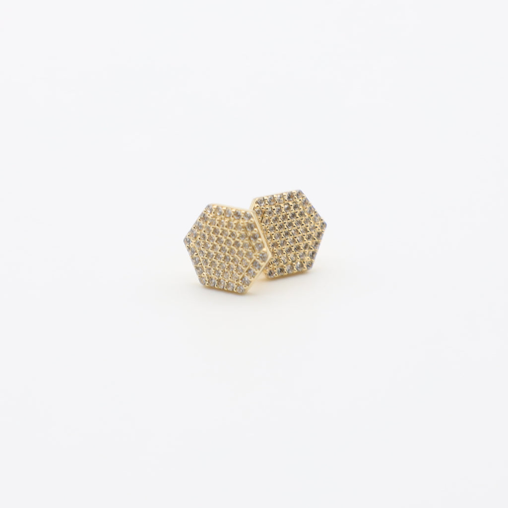 14K Hexagon Stud Earrings - Ashely Jewelry 2